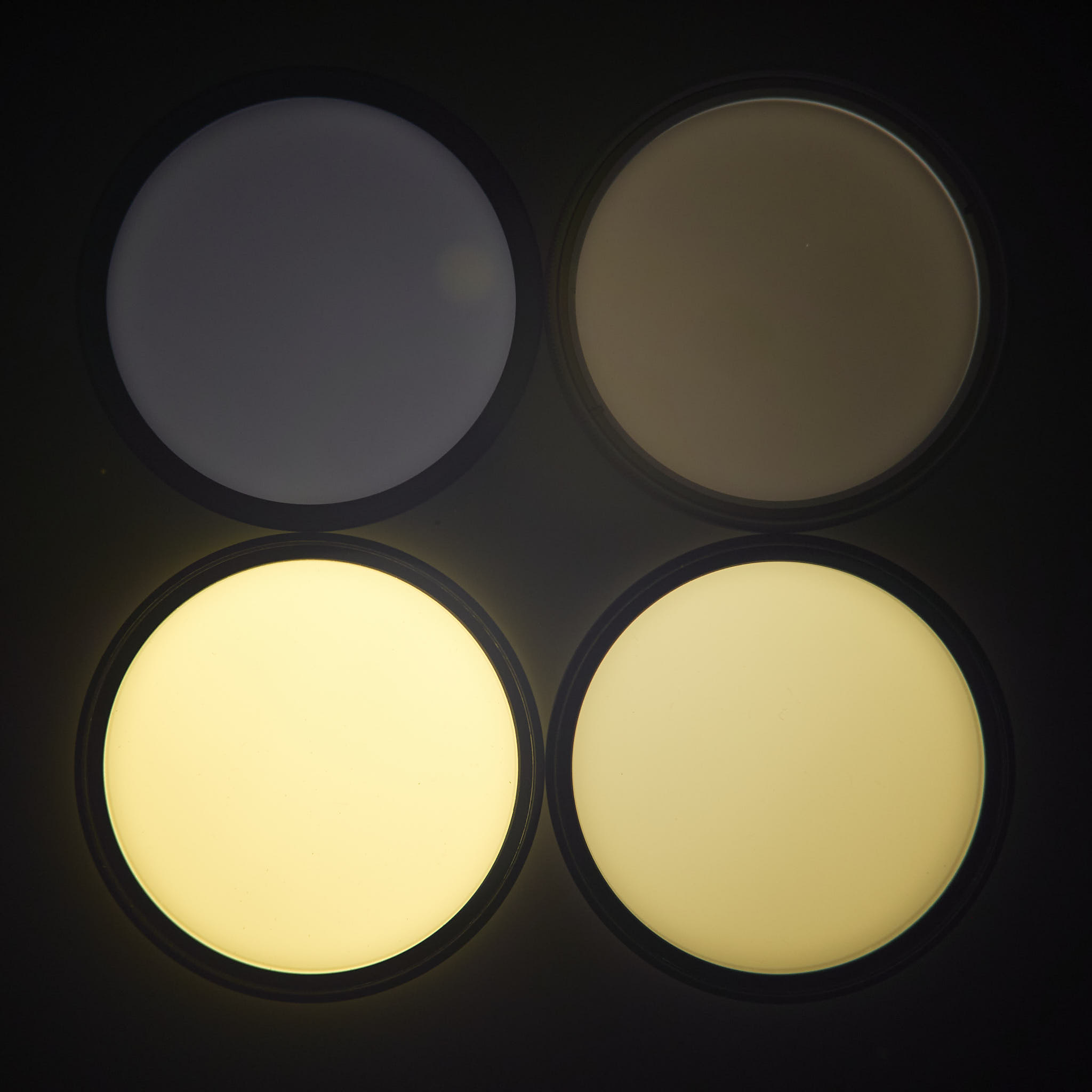 Four filters glowing to varying extents.