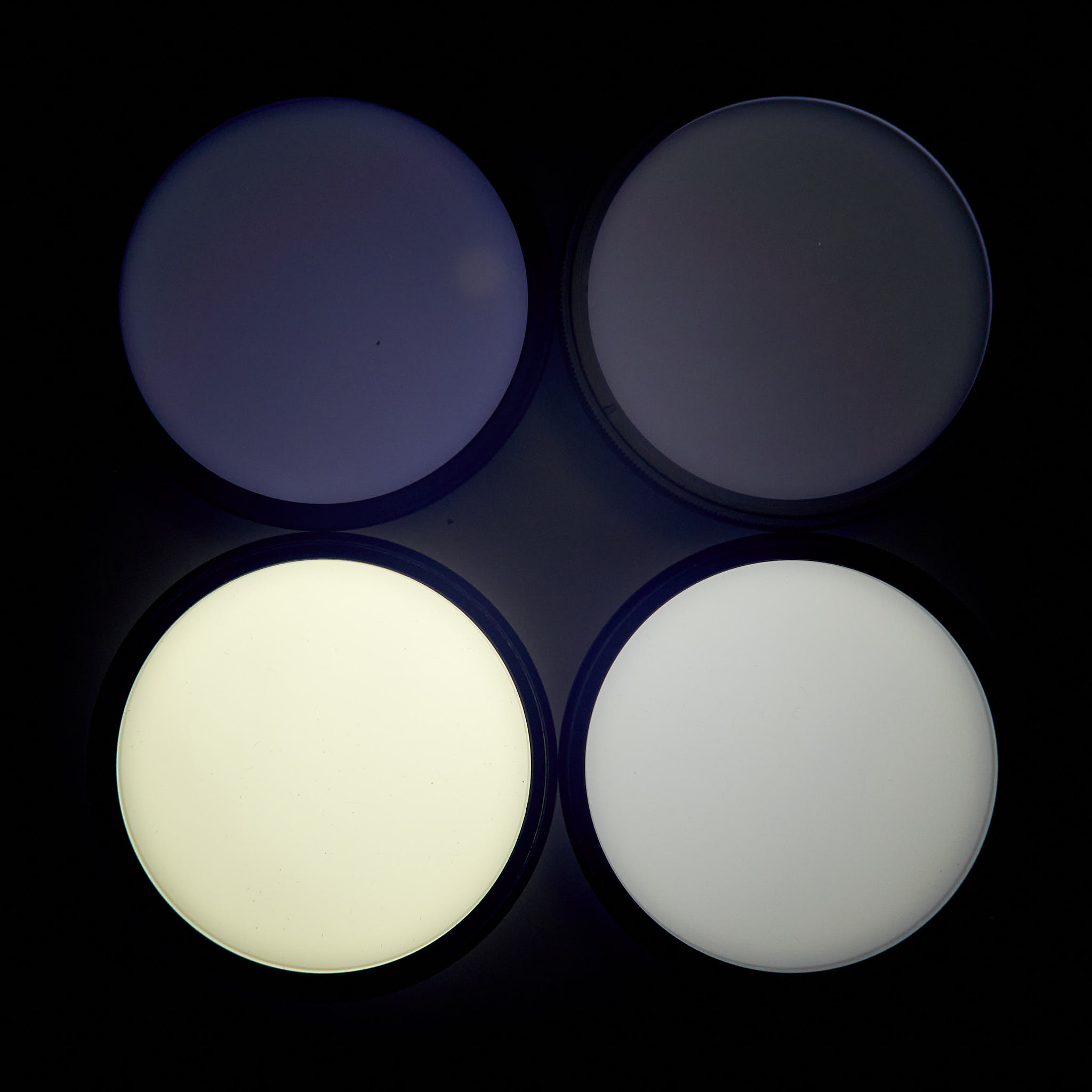 Four filters glowing to varying extents.